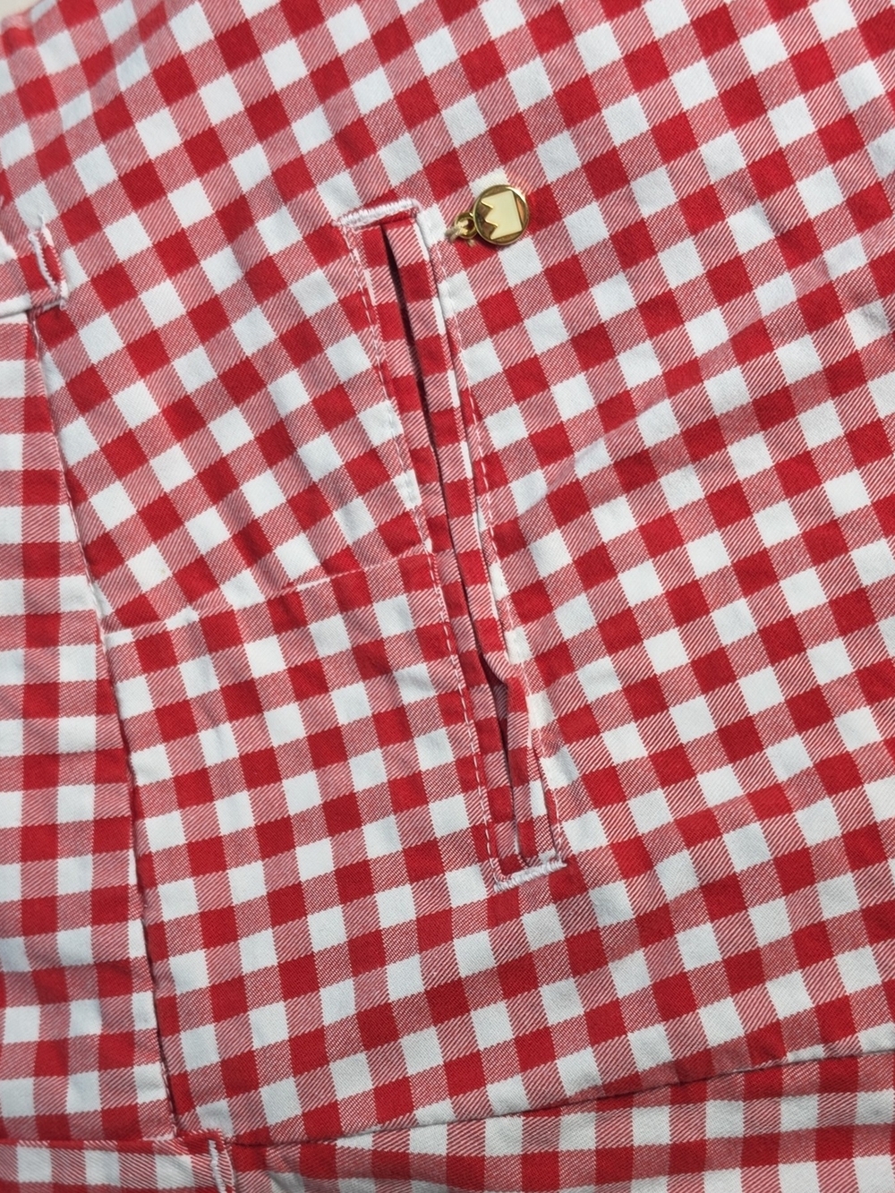 Red Gingham Scallop Hem Women’s Shorts - Crown & Ivy Shelby Size 2 - Picture 4 of 5